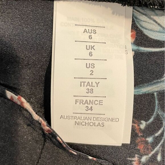 NICHOLAS Black Floral Silk Pants Size 2 - Picture 6 of 8